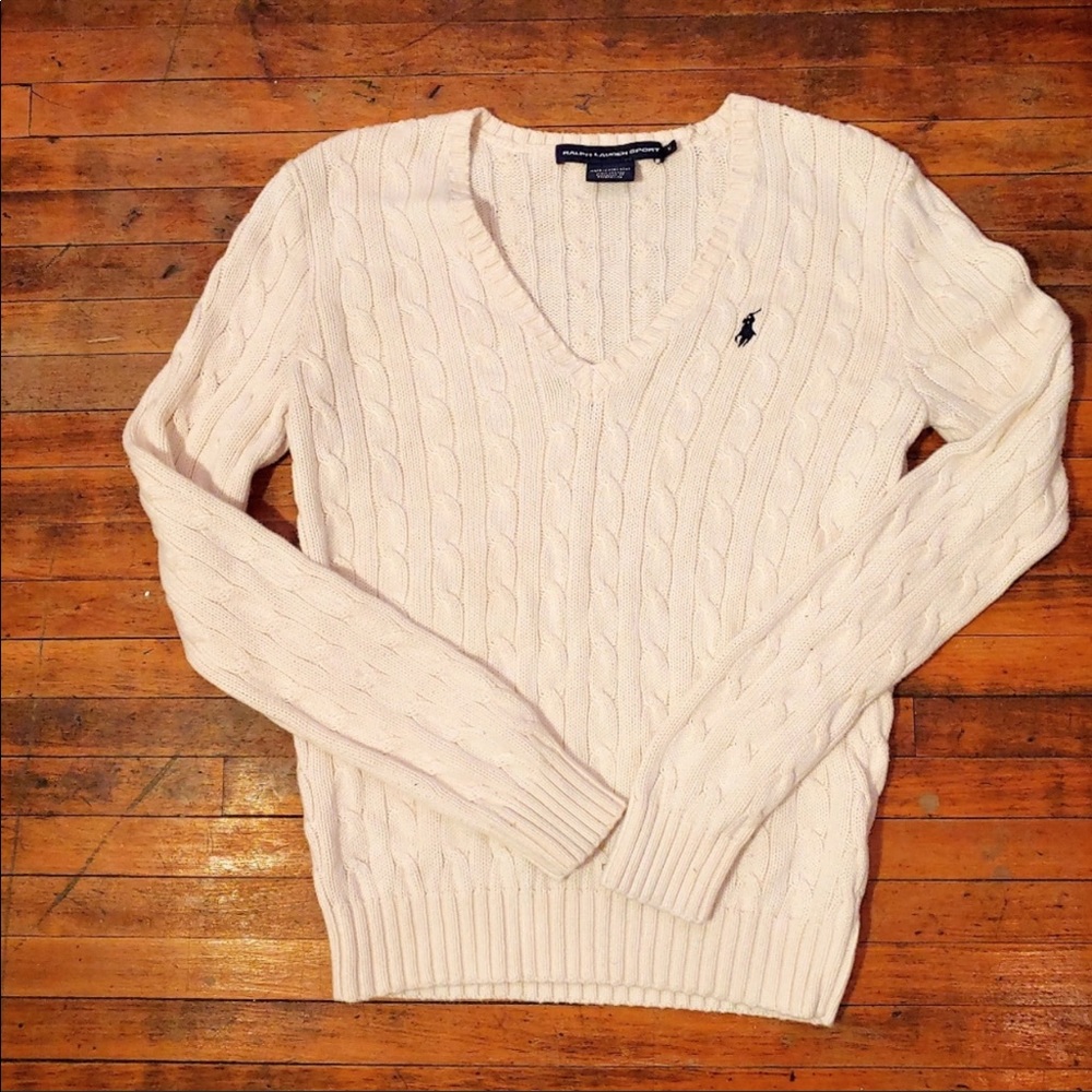 Ralph Lauren V-Neck Sweater-IVORY
